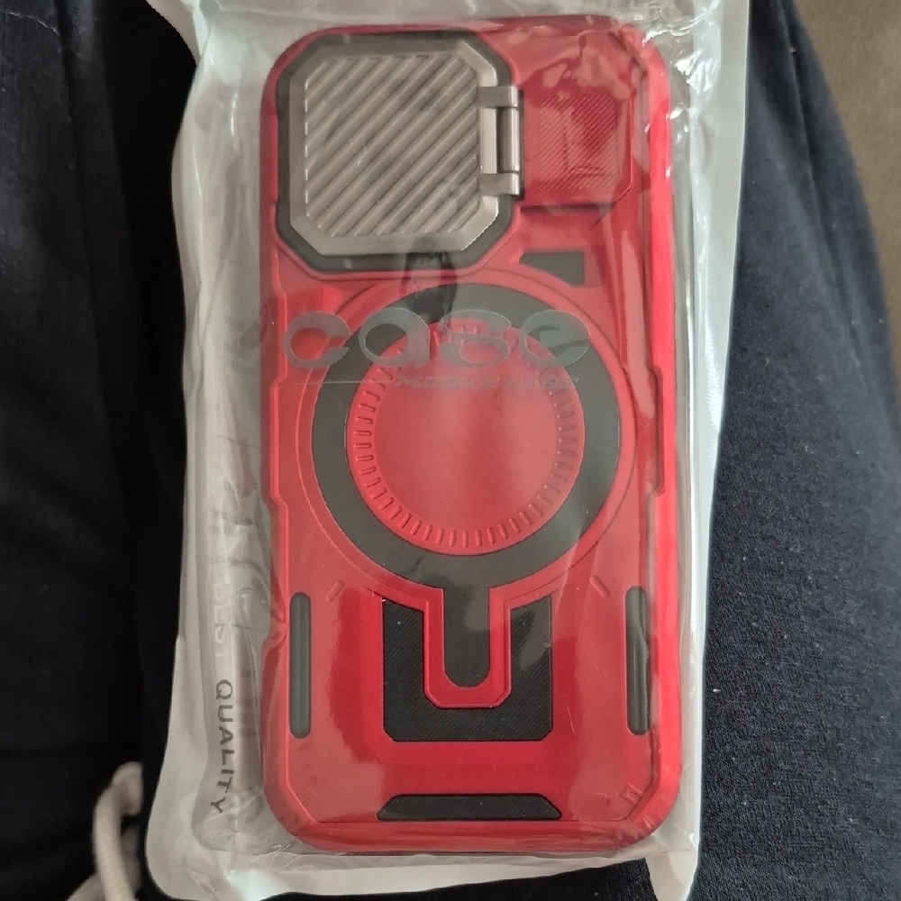 Iphone 16 Red Rugged Protective Cell Phone Case with Camera Cover